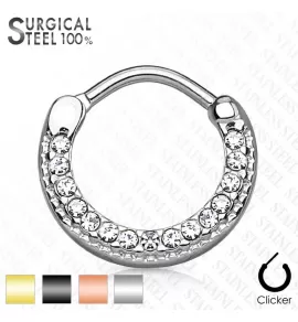 Кольцо кликер для пирсинга септума носа, хряща уха PiercedFish --SEPS2-37 серьга из стали с кристаллами