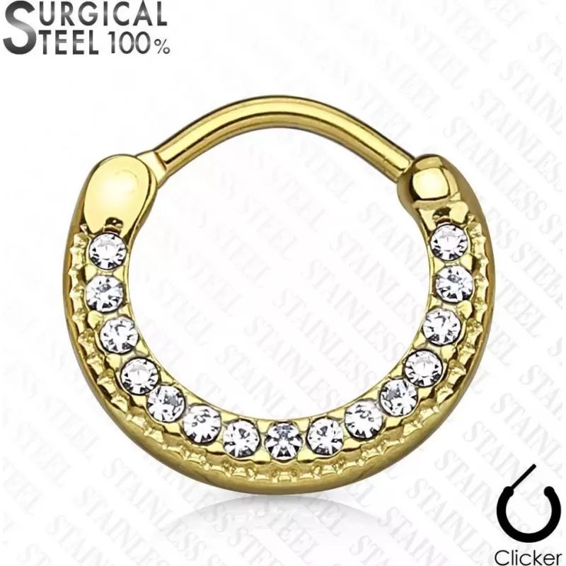 Кольцо кликер для пирсинга септума носа, хряща уха PiercedFish --SEPS2-37 серьга из стали с кристаллами