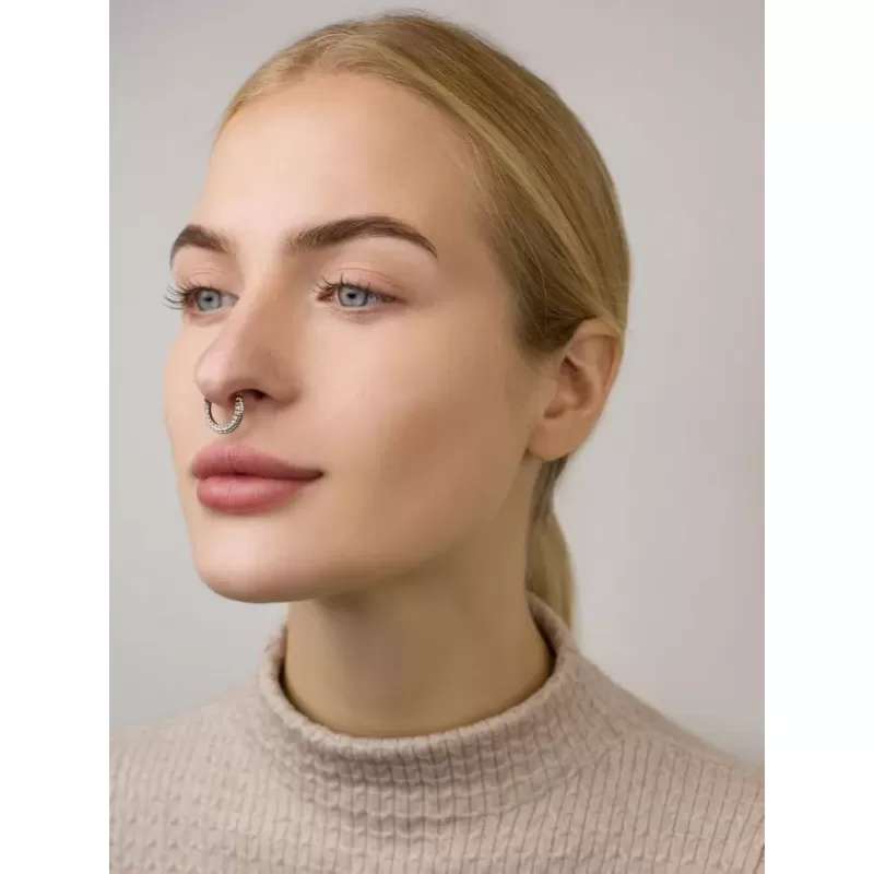 Кольцо кликер для пирсинга септума носа, хряща уха PiercedFish --SEPS2-37 серьга из стали с кристаллами