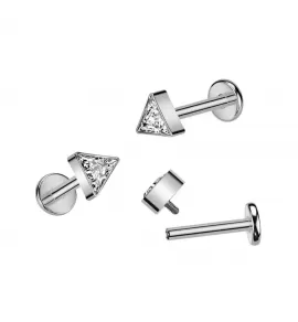 Серьга лабрет из титана для пирсинга губ, уха Pirslab TIL941 с фианитом