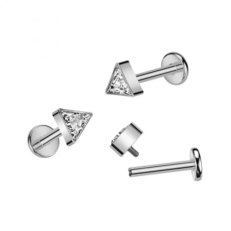 Серьга лабрет из титана для пирсинга губ, уха Pirslab TIL941 с фианитом