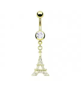 Пирсинг серьга для пупка PiercedFish GDPN11973, в форме эйфелевой башни