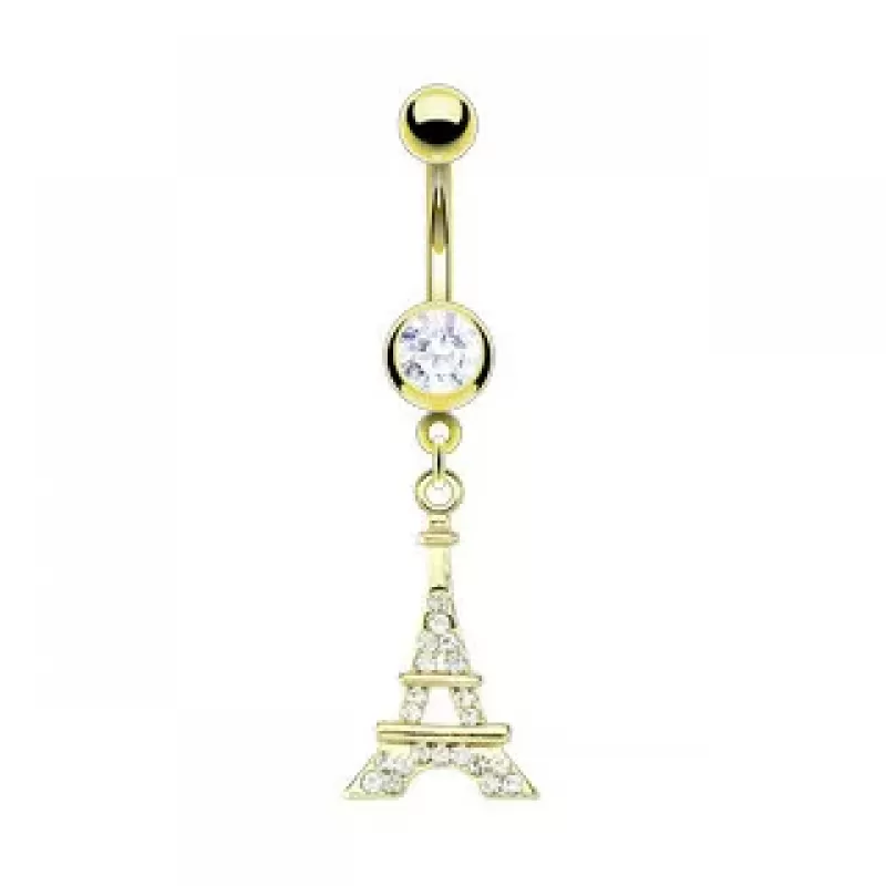 Пирсинг серьга для пупка PiercedFish GDPN11973, в форме эйфелевой башни