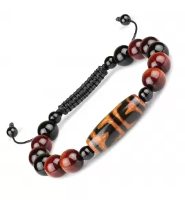 Браслет Шамбала из агата и камня бычий глаз Everiot Select LNS-2189 с бусиной Дзи