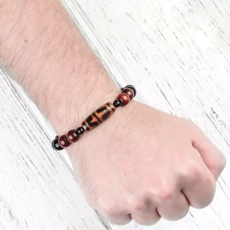 Браслет Шамбала из агата и камня бычий глаз Everiot Select LNS-2189 с бусиной Дзи