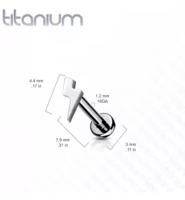 Серьга лабрет из титана с фигуркой молнии Pirslab TIL10-ST для пирсинга хряща уха, губ