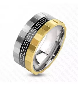 Мужское вращающееся кольцо антистресс из титана Spikes R-TM-3875 с меандром