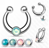Серьга септум обманка (клипса, имитация пирсинга носа) PiercedFish SEPRS-23-ST из стали с искусственными камнями