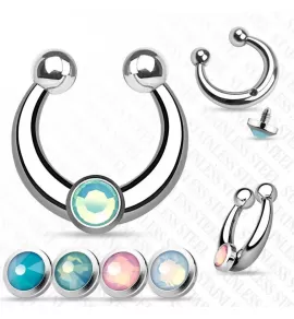 Серьга септум обманка (клипса, имитация пирсинга носа) PiercedFish SEPRS-23-ST из стали с искусственными камнями