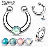 Серьга септум обманка (клипса, имитация пирсинга носа) PiercedFish SEPRS-23-ST из стали с искусственными камнями