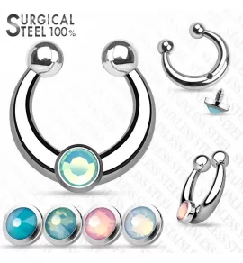 Серьга септум обманка (клипса, имитация пирсинга носа) PiercedFish SEPRS-23-ST из стали с искусственными камнями