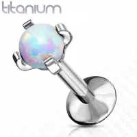 Серьга лабрет из титана Pirslab T23LI7-OP17 с искусственным опалом