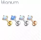 Серьга лабрет из титана Pirslab T23LI7-OP17 с искусственным опалом