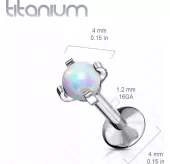 Серьга лабрет из титана Pirslab T23LI7-OP17 с искусственным опалом