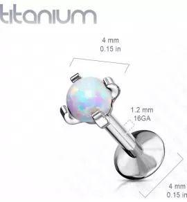 Серьга лабрет из титана Pirslab T23LI7-OP17 с искусственным опалом