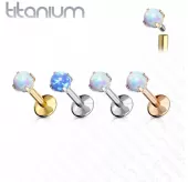 Серьга лабрет из титана Pirslab T23LI7-OP17 с искусственным опалом