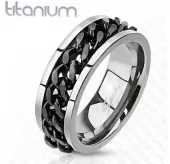 Мужское кольцо из титана Spikes R-TI-0154 с вращающейся цепью