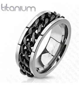 Мужское кольцо из титана Spikes R-TI-0154 с вращающейся цепью