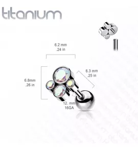 Титановая серьга штанга для пирсинга хряща уха Pirslab TIJ10-C накрутка кластер с фианитами