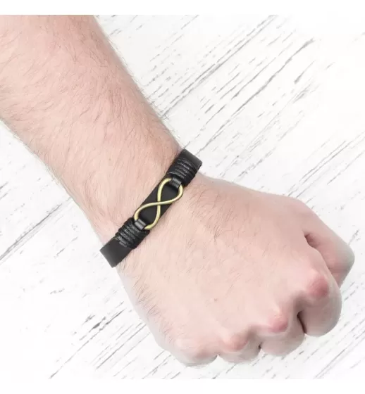 Кожаный браслет мужской Everiot VD-MJ-1797 со знаком бесконечности