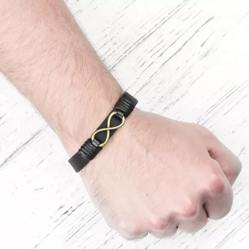 Кожаный браслет мужской Everiot VD-MJ-1797 со знаком бесконечности