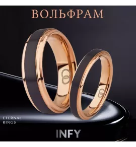 Кольцо из карбида вольфрама INFY RTG-4322-KRD черное с гранями под розовое золото