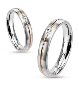 Помолвочное кольцо из стали Spikes R-M2127 с фианитом