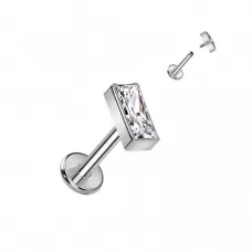 Серьга лабрет из титана для пирсинга губ, уха Pirslab TIL948 с фианитом