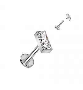 Серьга лабрет из титана для пирсинга губ, уха Pirslab TIL948 с фианитом