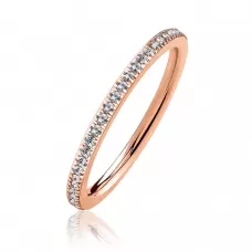 Женское кольцо дорожка из стали TATIC RSS-6584-RD покрытие розовое золото, с фианитами