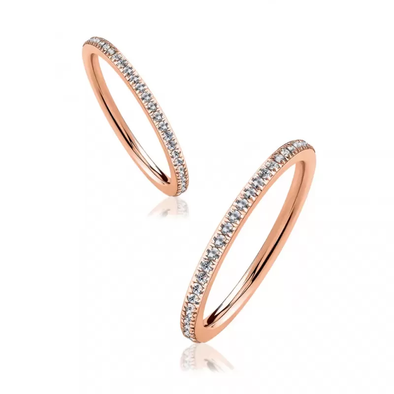 Женское кольцо дорожка из стали TATIC RSS-6584-RD покрытие розовое золото, с фианитами