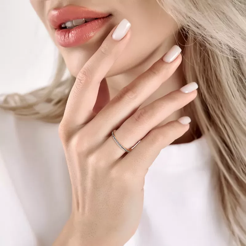 Женское кольцо дорожка из стали TATIC RSS-6584-RD покрытие розовое золото, с фианитами