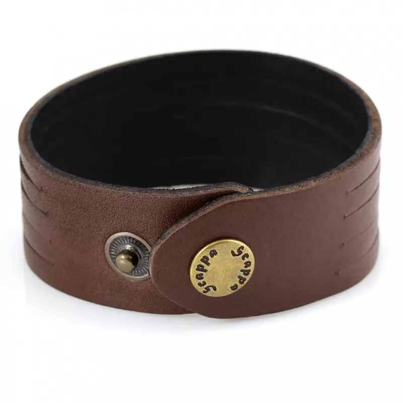 Кожаный браслет мужской Scappa P-601 коричневый
