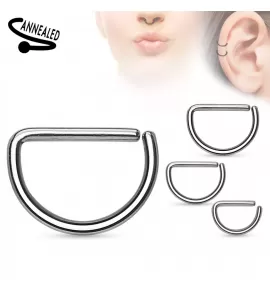 Серьга-полукольцо из стали PiercedFish RX3 (D-образной формы) для пирсинга септума, хряща уха, носа