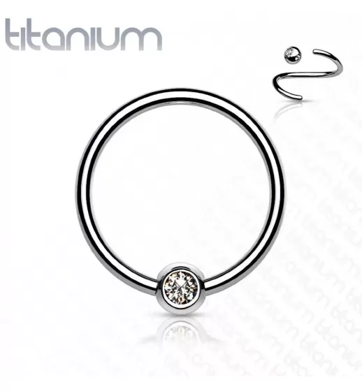 Серьга кольцо из титана со съемным шариком Pirslab T23R03 для септума, хряща уха, брови, носа, пирсинга смайл, губ, пупка