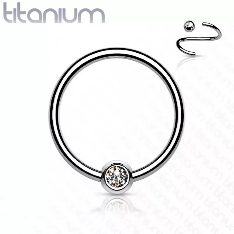 Серьга кольцо из титана со съемным шариком Pirslab T23R03 для септума, хряща уха, брови, носа, пирсинга смайл, губ, пупка