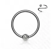 Серьга кольцо из титана со съемным шариком Pirslab T23R03 для септума, хряща уха, брови, носа, пирсинга смайл, губ, пупка