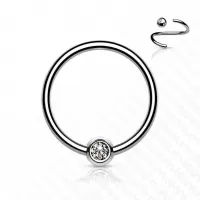 Серьга кольцо из титана со съемным шариком Pirslab T23R03 для септума, хряща уха, брови, носа, пирсинга смайл, губ, пупка