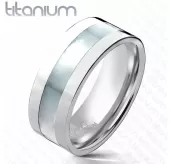 Кольцо из титана Spikes R-TI-0580 с перламутровой вставкой