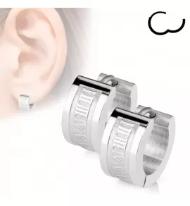 Стальные серьги-кольца?  TATIC SSE-004 с римскими цифрами