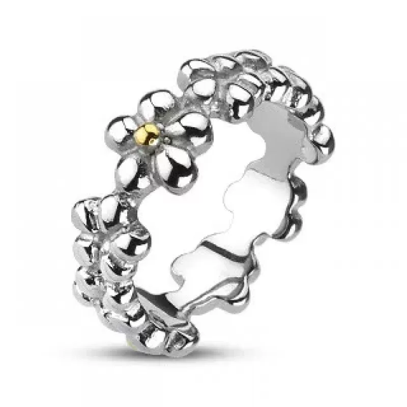 Кольцо из стали TATIC R-Q2004 с цветами