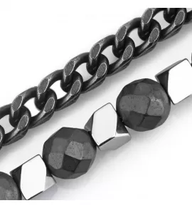 Мужской панцирный браслет-цепь Everiot SB-10091 из стали с гематитом
