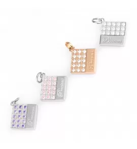 Квадратный кулон из стали INORI INP168 с фианитами