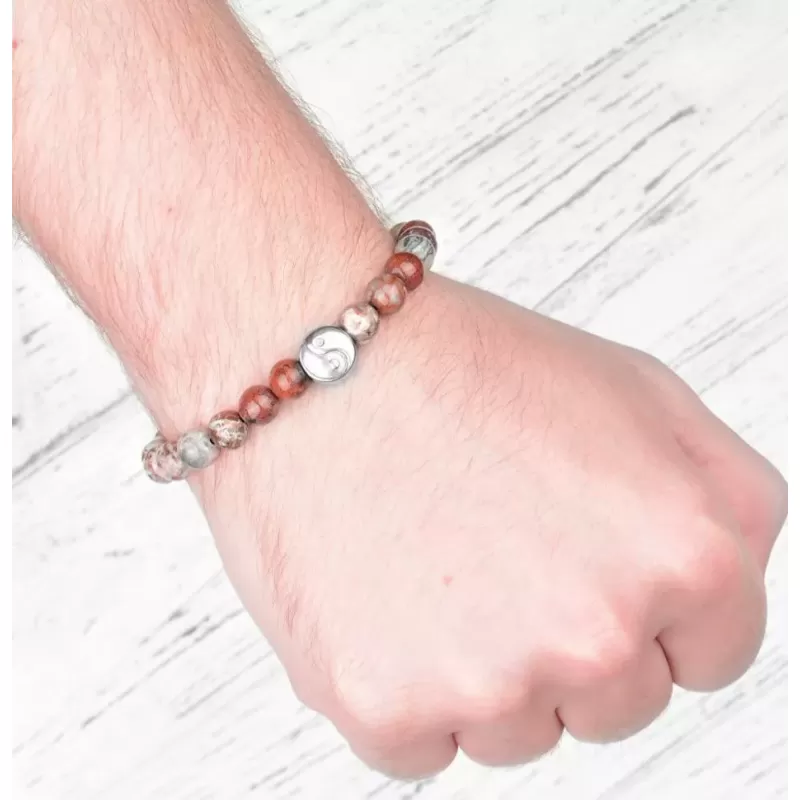 Браслет на резинке "Инь и Ян" из цветного агата и яшмы Everiot Select LNS-2077