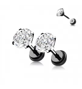 Серьги-гвоздики из стали PiercedFish PSFX03-KC с прозрачным фианитом (фейк плаг)