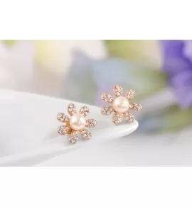 Серьги Rozi RR-27480 ромашки с жемчужинами