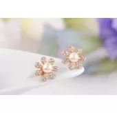Серьги Rozi RR-27480 ромашки с жемчужинами