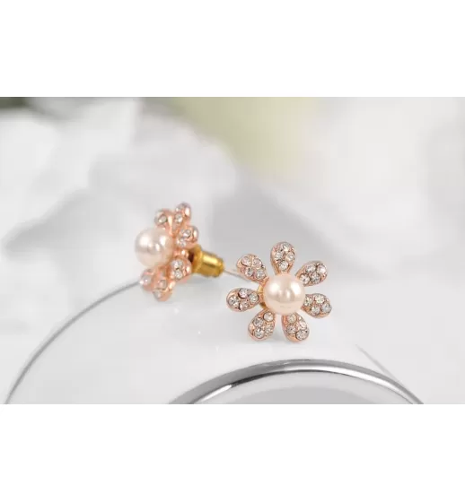 Серьги Rozi RR-27480 ромашки с жемчужинами