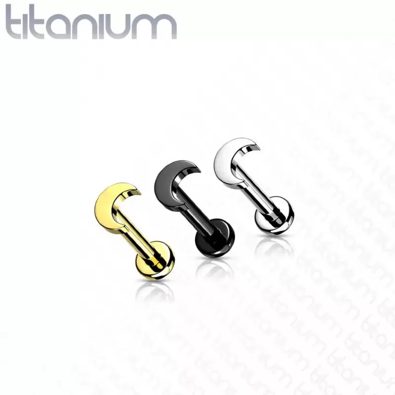 Титановая серьга лабрет с полумесяцем Pirslab TIL12-ST для пирсинга хеликса, трагуса, губ