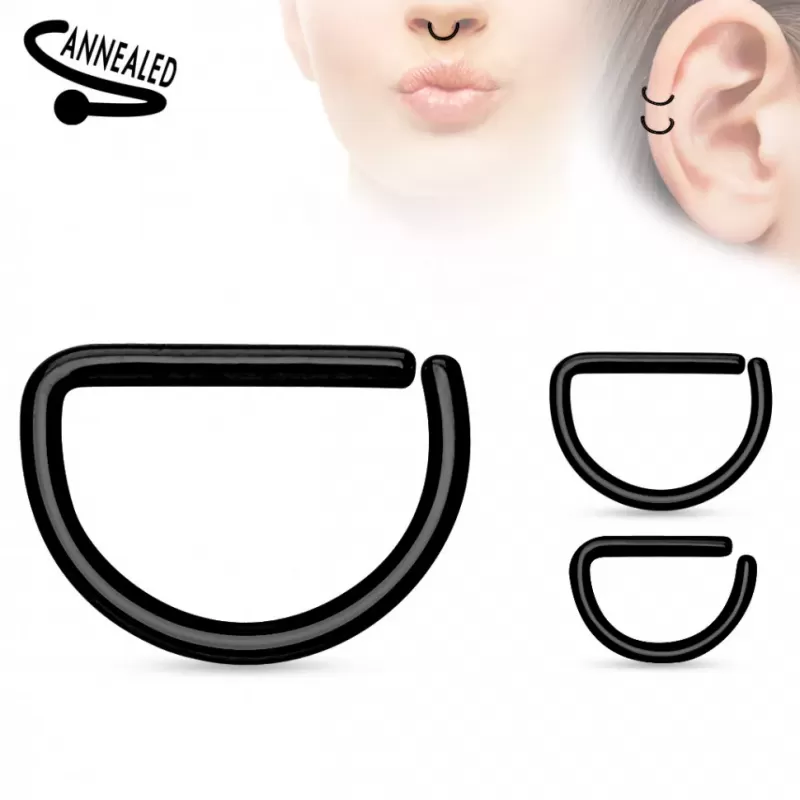 Серьга-полукольцо из стали PiercedFish RX4 (D-образной формы) для пирсинга септума, хряща уха, носа